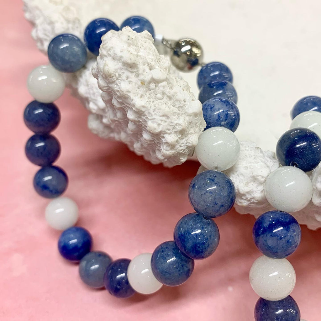 Sapphire and Fluorite Natural Beaded Bracelet - G9009