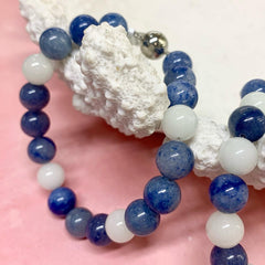 Sapphire and Fluorite Natural Beaded Bracelet - G9010