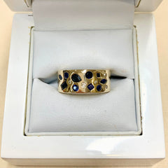 9ct Yellow Gold Australian Sapphire and Diamond Ring - R1914