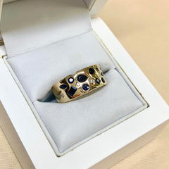 9ct Yellow Gold Australian Sapphire and Diamond Ring - R1914