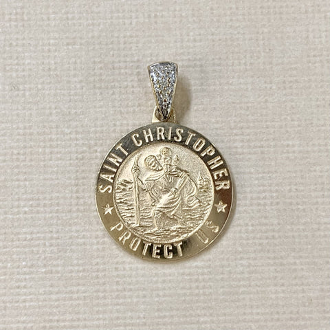 9ct Yellow Gold St Christopher Round Medallion Pendant - G9051
