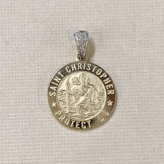 9ct Yellow Gold St Christopher Round Medallion Pendant - G9051
