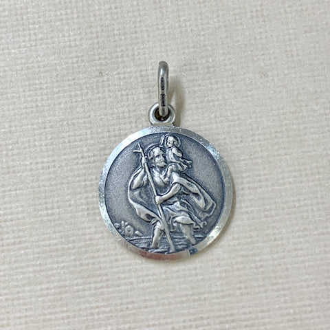Sterling Silver Saint Christopher Round Pendant - G9052