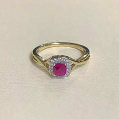 10ct Yellow Gold Natural Ruby And Diamond Ring - R1969