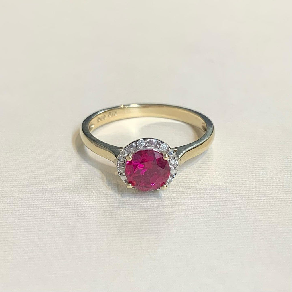 9ct Yellow Gold Ruby and Diamond Ring- R2042
