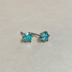 9ct White Gold Handmade Green Moissanite Studs - G7743