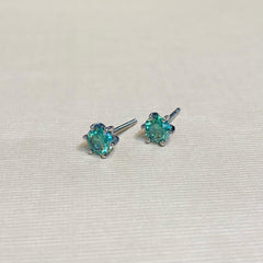 9ct White Gold Handmade Green Moissanite Studs - G7743