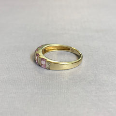 9ct Yellow Gold Pink Sapphire and Diamond Ring - R2365