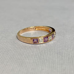 9ct Rose Gold Amethyst and Diamond Eternity Ring - R2613