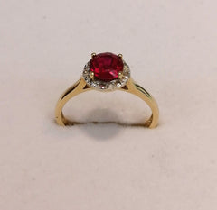 9ct Yellow Gold Ruby and Diamond Ring- R2042