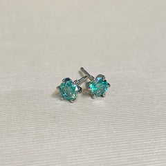 9ct White Gold Handmade Green Moissanite Studs - G7743