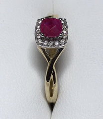 10ct Yellow Gold Natural Ruby And Diamond Ring - R1969