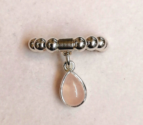 Sterling Silver Pear Shape Rose Quartz on Beaded Ring - R2553