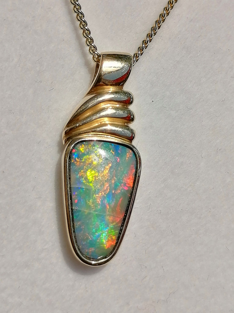 9ct Yellow Gold Handmade Mussel Opal Pendant - G5239