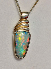 9ct Yellow Gold Handmade Mussel Opal Pendant - G5239