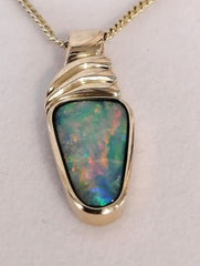 9ct Yellow Gold Handmade Mussel Opal Pendant - G5239