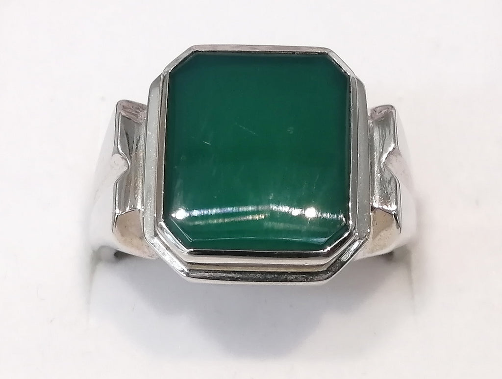 Sterling Silver Chrysoprase Gents Signet Ring - R2670