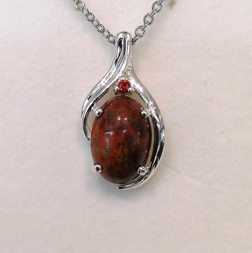 Sterling Silver Red Boulder Opal Pendant - G7218
