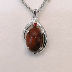 Sterling Silver Red Boulder Opal Pendant - G7218