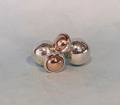 Sterling Silver 10mm and 6mm Rose Gold-Filled Double Ball Stud Earrings - G4748