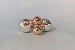 Sterling Silver and Rose Gold Plated Two Tone Double Ball Stud Earrings - G4749