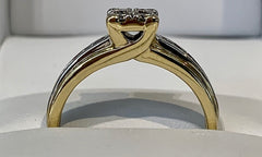 9ct Gold Two Tone Illusion Set Diamond Engagement Ring - R2364