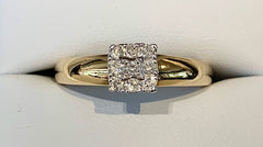 9ct Yellow Gold Diamond Ring with White Gold Setting - R2382