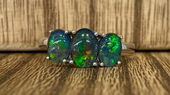 Sterling Silver Trio Triplet Opal Claw Set Ring - R2274
