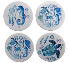 Blue Round Sea Life Coasters-G5832