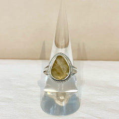 Sterling Silver Pear-Shaped Golden Rutilated Quartz Ring - G8548