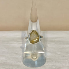Sterling Silver Free-Form Golden Rutilated Quartz Ring - G8550
