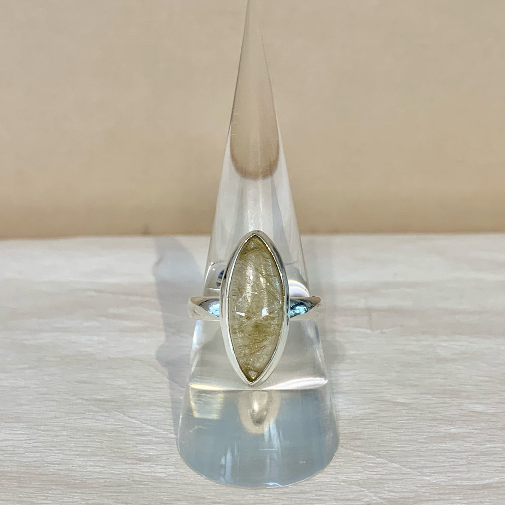 Sterling Silver Marquise Cut Golden Rutilated Quartz Ring - G8549