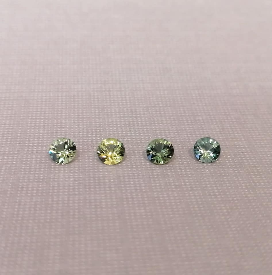 1.25 Carat Total Round Brilliant Cut Green Sapphires
