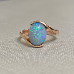 9ct Rose Gold Solid 2.4ct Opal Cross Over Ring - R2753