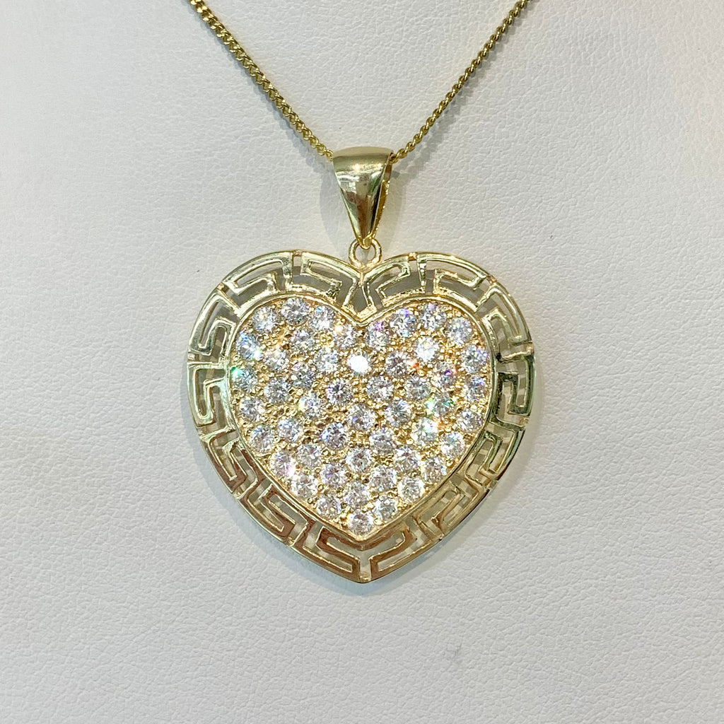 9ct Yellow Gold Cubic Zirconia Greek Heart - G7742