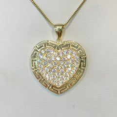 9ct Yellow Gold Cubic Zirconia Greek Heart - G7742