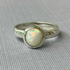 Sterling Silver Solid White Opal Ring - R2752