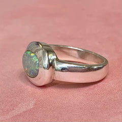 Sterling Silver Solid Lightning Ridge Opal Ring - R2788