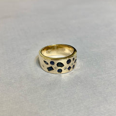 9ct Yellow Gold Australian Sapphire and Diamond Ring - R1914