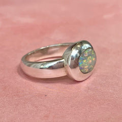 Sterling Silver Solid Lightning Ridge Opal Ring - R2788