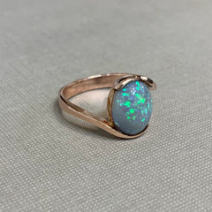 9ct Rose Gold Solid 2.4ct Opal Cross Over Ring - R2753