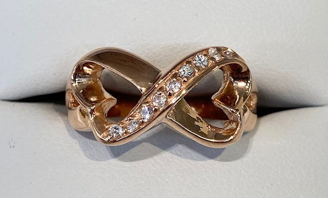 Sterling Silver Rose Gold Plated Cz Infinity Ring - R2700