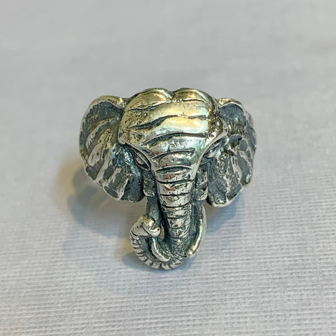 Sterling Silver Large Elephant Head Ring - G8307