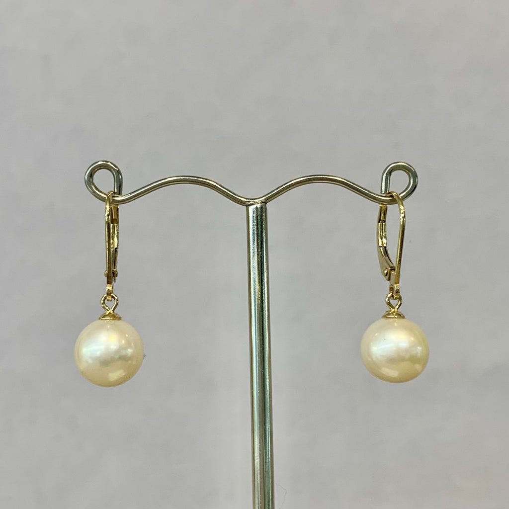 9ct Yellow Gold Akoya Pearl Drop Earrings - P1199