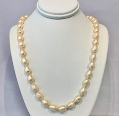 7-9mm Natural Freshwater Akoya Pink Rice Pearl Strand - P1177