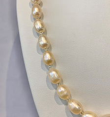 7-9mm Natural Freshwater Akoya Pink Rice Pearl Strand - P1177
