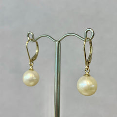 9ct Yellow Gold Akoya Pearl Drop Earrings - P1199