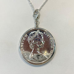 Sterling Silver 1966 Australian 50cent Coin Pendant - G7874