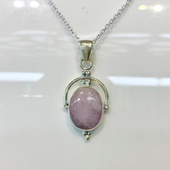 Sterling Silver Oval Kunzite Fancy Pendant - G8547
