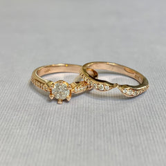14ct Rose Gold Bridal Set Engagement Ring & Wedder - R2366